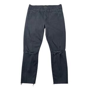 Mother The Looker Ankle Fray Jeans Guilty As Sin Black Distressed Skinny Crop 28